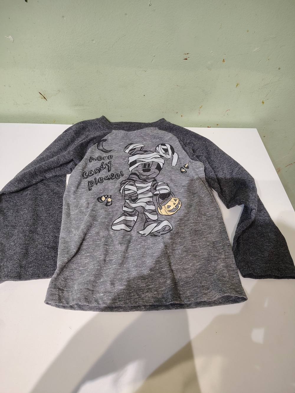 Disney Mickey Mouse Long Sleeve Grey Shirt Size 3T Toddler Boy Halloween Fall